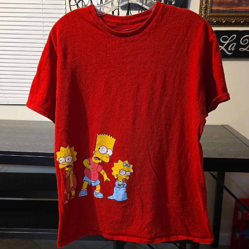 Red Mens Vintage T-Shirt w/ Simpsons Characters Size Large
